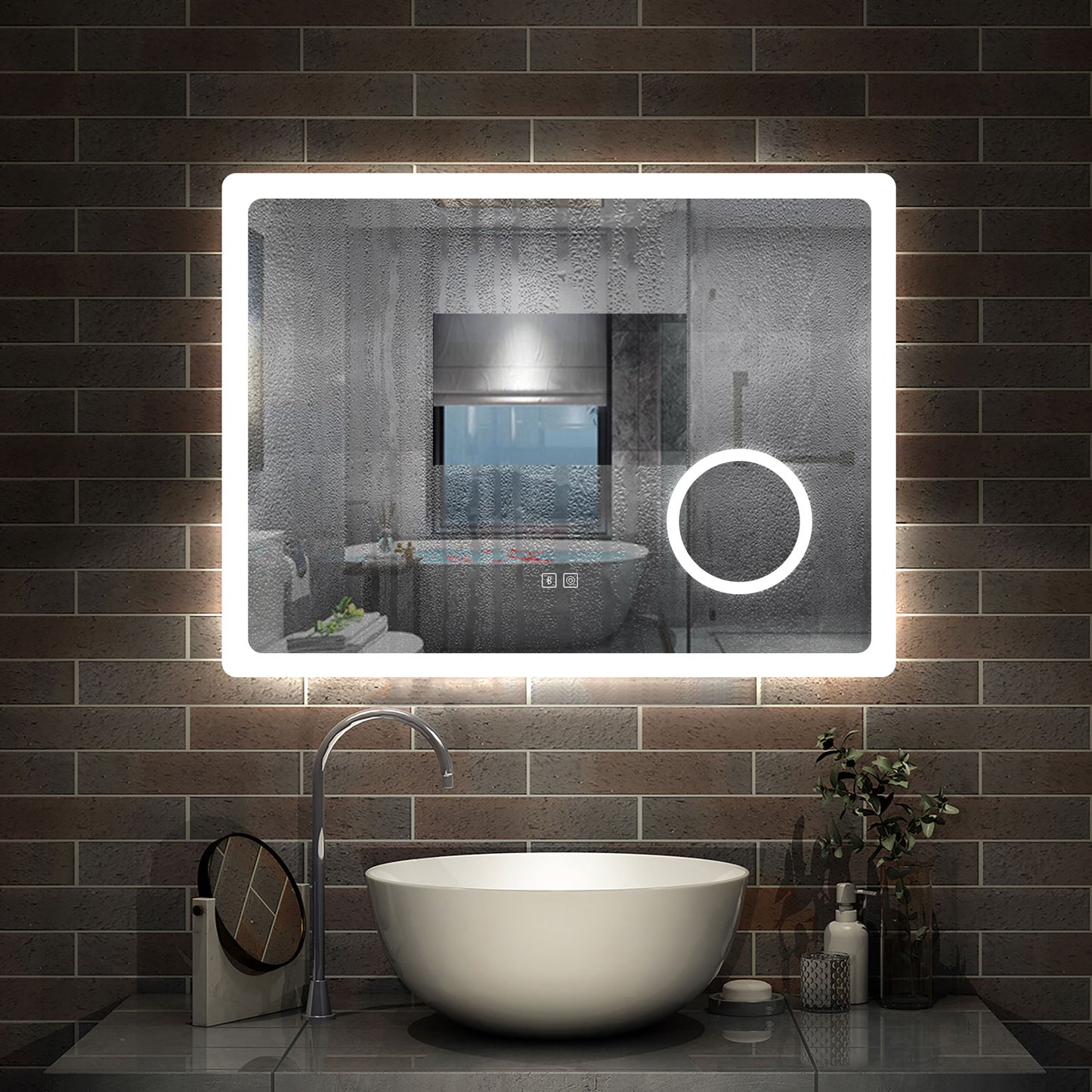 Aica Espejo de baño LED,Bluetooth,Espejo de aumento,Tricolor regulable