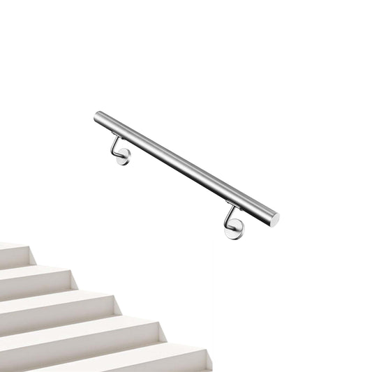 AICA Pasamanos de acero inoxidable 304 cepillado, 80/100/120/150/180/200/220/240 cm, Interior y Exterior#Plata
