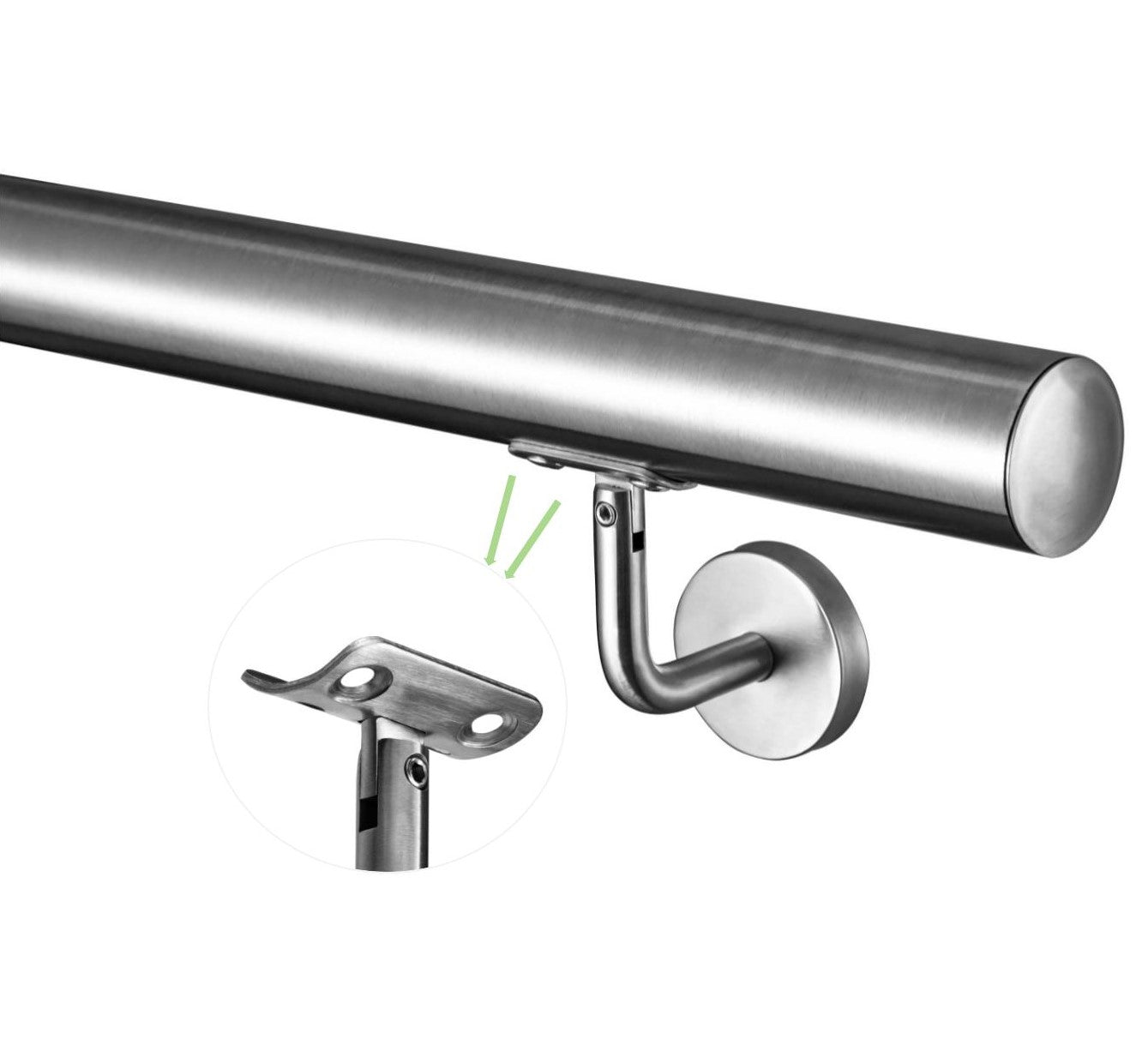 Pasamanos de escalera de acero inoxidable 304 para interior y exterior - 80/100/120/150/180/200 cm