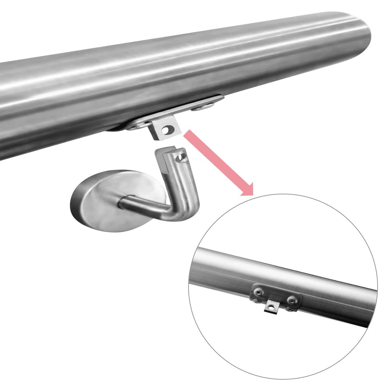 Pasamanos de escalera de acero inoxidable 304 para interior y exterior - 80/100/120/150/180/200 cm