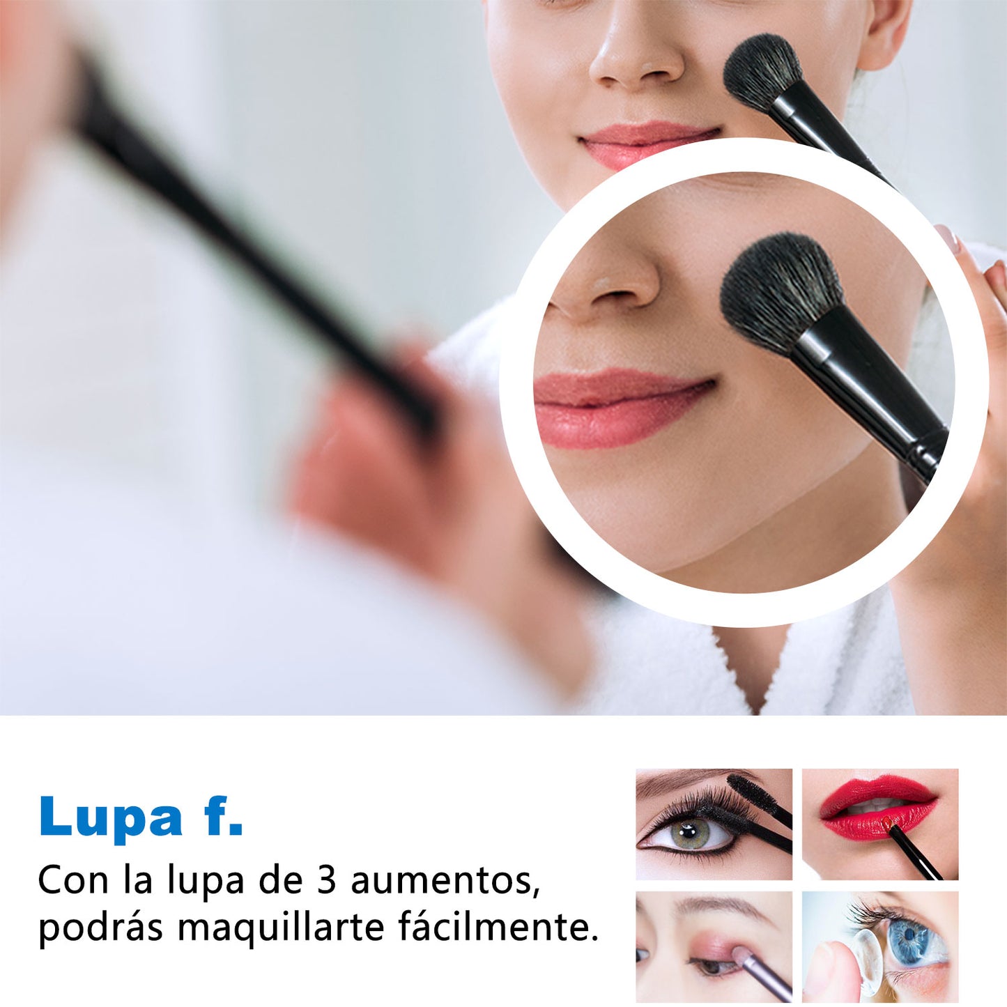 Aica Espejo de baño LED,Bluetooth,Espejo de aumento,Tricolor regulable