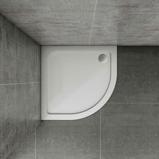 AICA Plato de Ducha Curvo Semicircular 76x76x3cm/100x100x3cm Extraplano Antideslizante Capa Gelcoat Blanco + Accesorios de desagüe