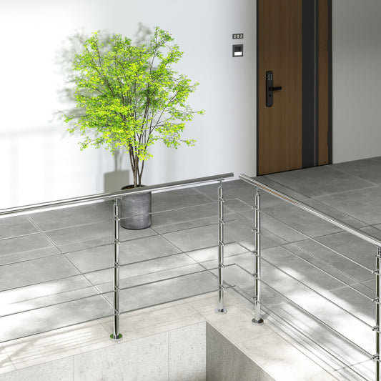 Barandilla escalera de acero inoxidable 304 con 5 barras transversales para interior y exterior