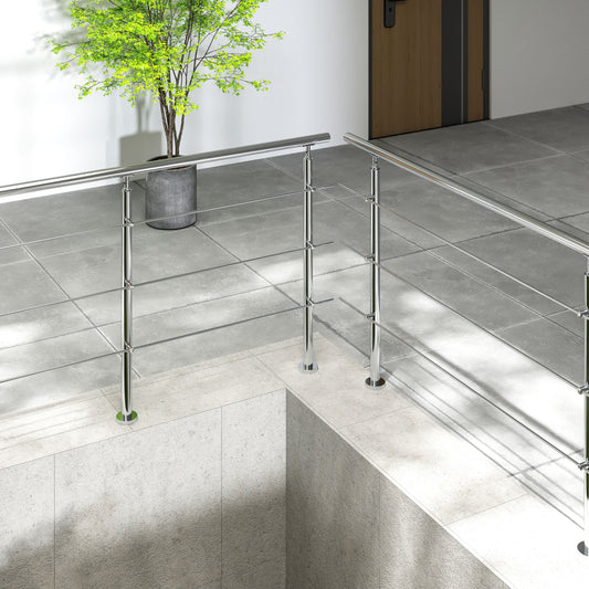 Barandilla escalera de acero inoxidable 304 con 3 barras transversales para interior y exterior