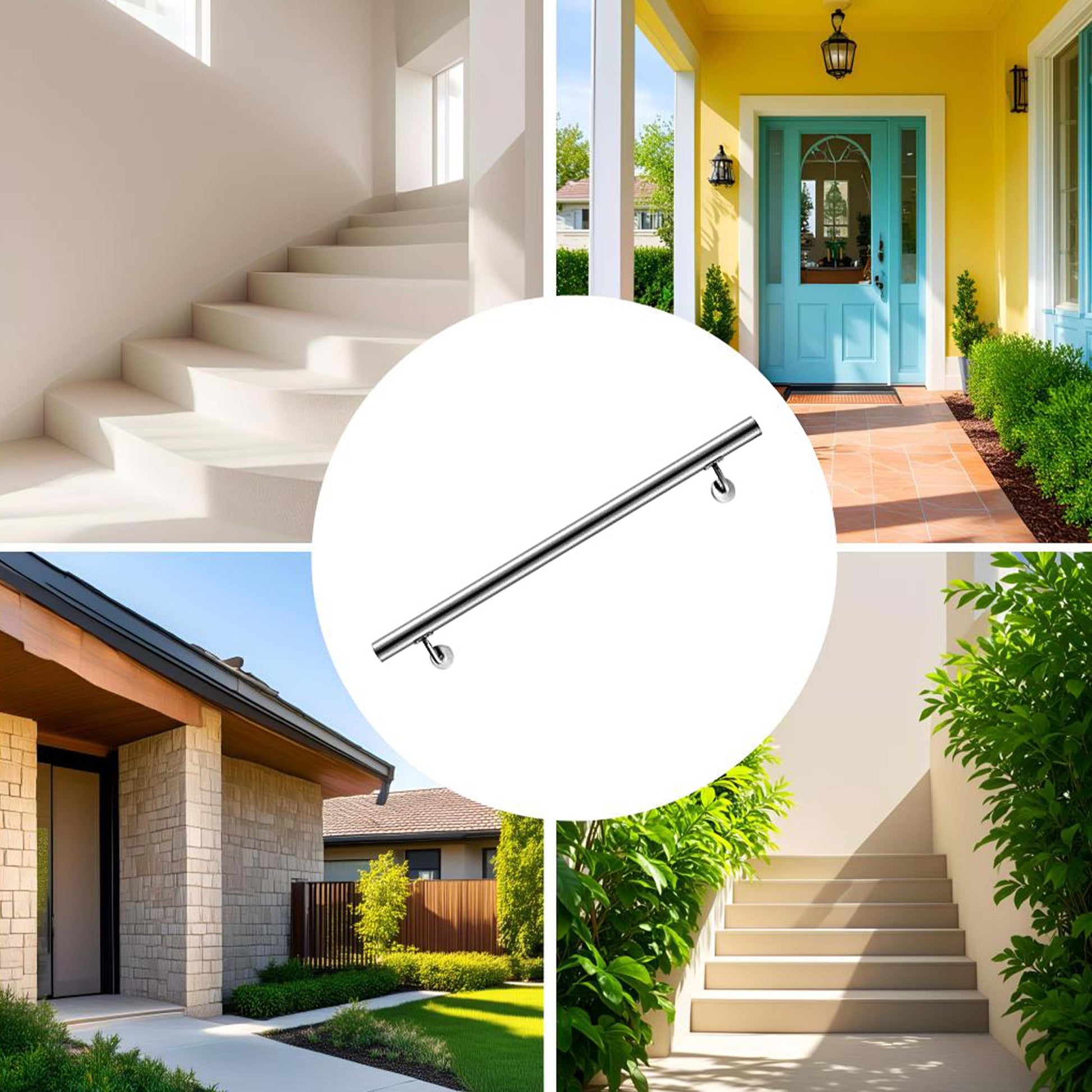 Pasamanos de escalera de acero inoxidable 304 para interior y exterior - 80/100/120/150/180/200 cm