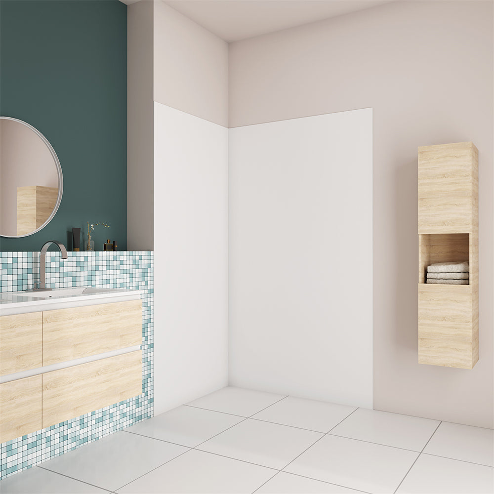 AICA Panel de pared para ducha en Aluminio, Blanco mate, Revestimiento de paredes , 40/80/90/100/120x210cm ACPWM-2W