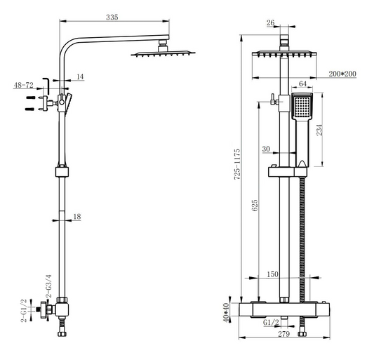 Columna de Ducha Termostática Plata Brillante con Barra Ajustable y Rociador Superior Acero Inoxidable Diseño Sencillo para Baño Aica Sanitarios