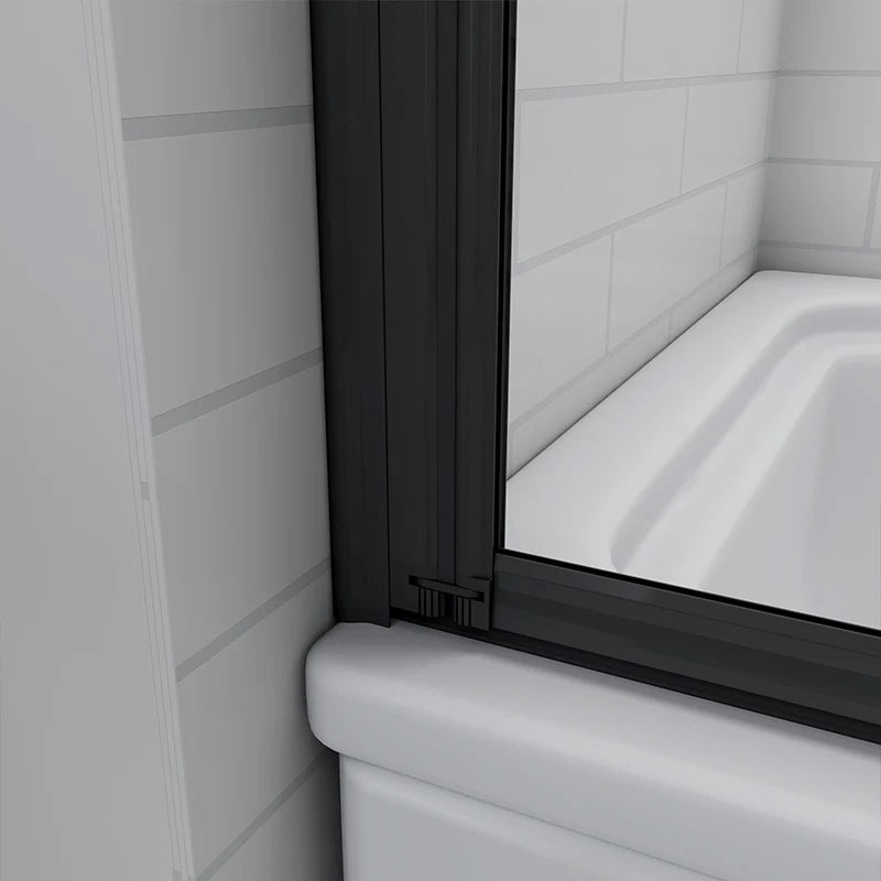 Mampara de Bañera 4 Hojas Plegables Vidrio Templado 4mm Perfil Negro Mate