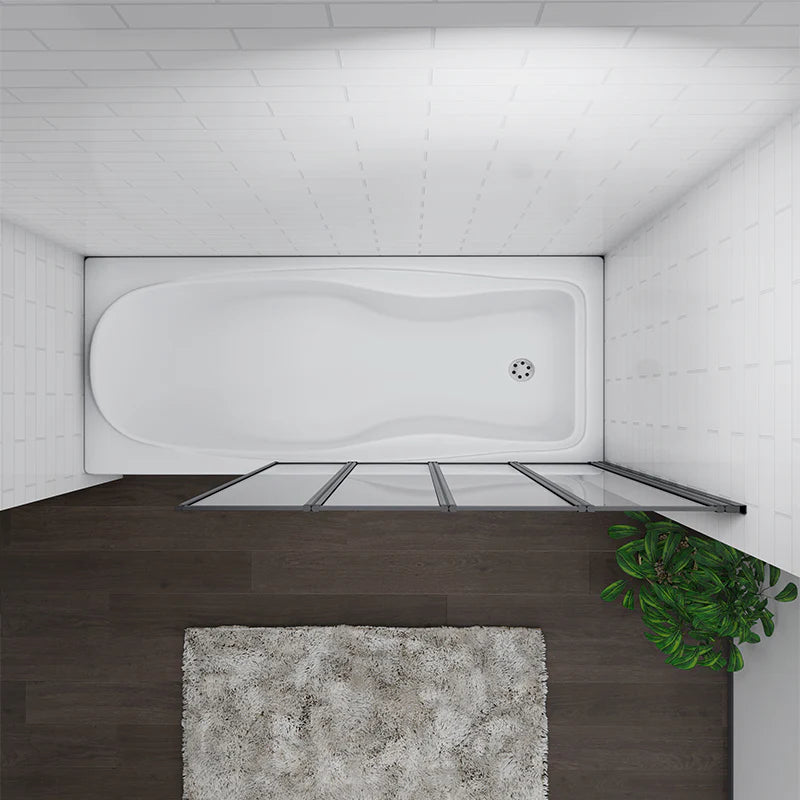 Mampara de Bañera 4 Hojas Plegables Vidrio Templado 4mm Perfil Negro Mate
