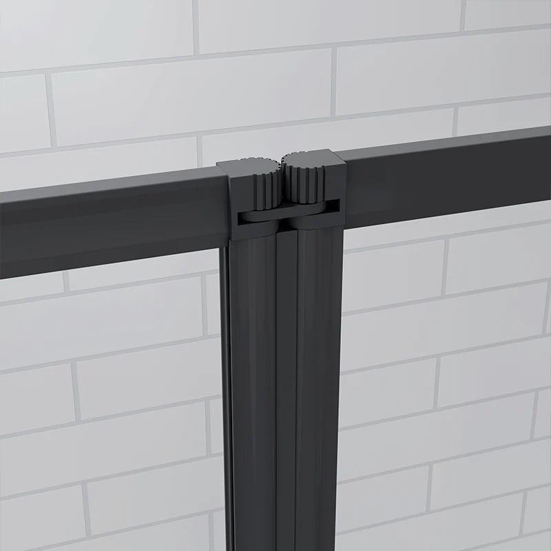 Mampara de Bañera 4 Hojas Plegables Vidrio Templado 4mm Perfil Negro Mate