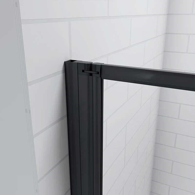 Mampara de Bañera 4 Hojas Plegables Vidrio Templado 4mm Perfil Negro Mate