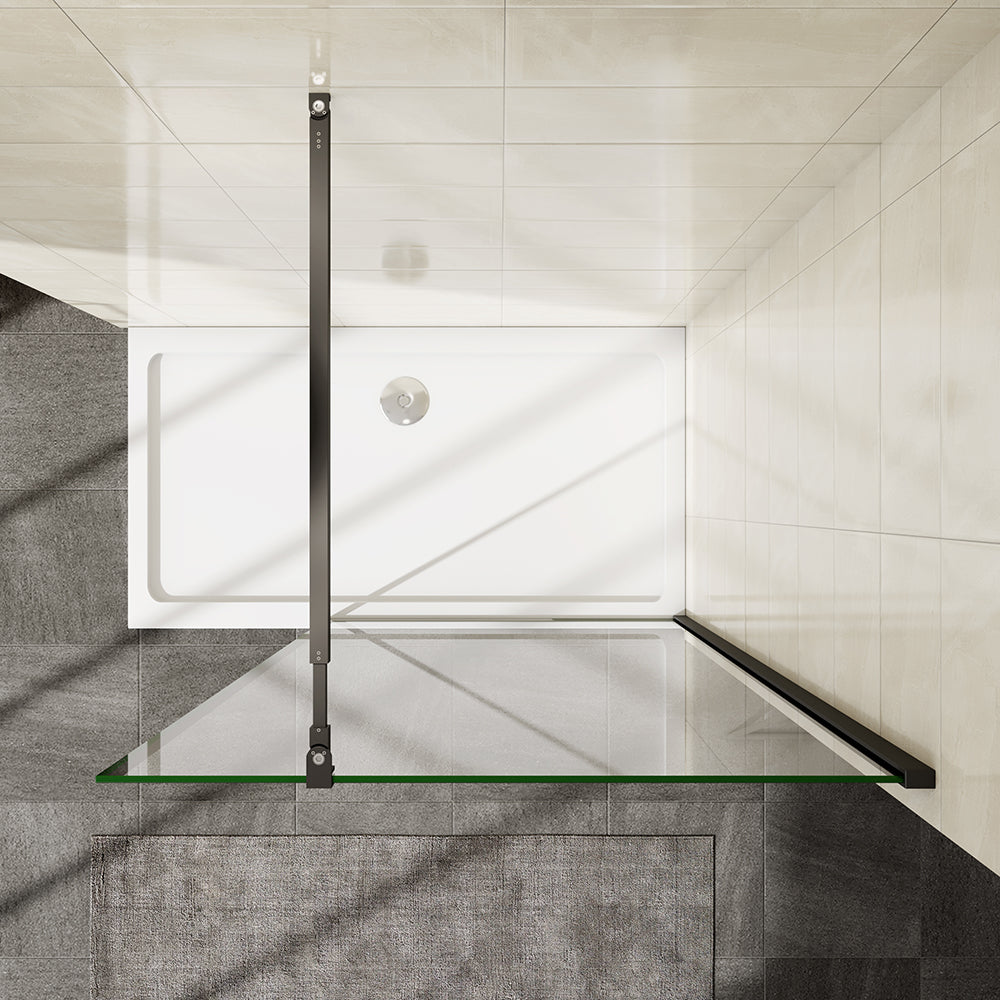 AICA Walkin Mampara Panel de ducha borde de serigrafía negra 8mm Vidrio Antical