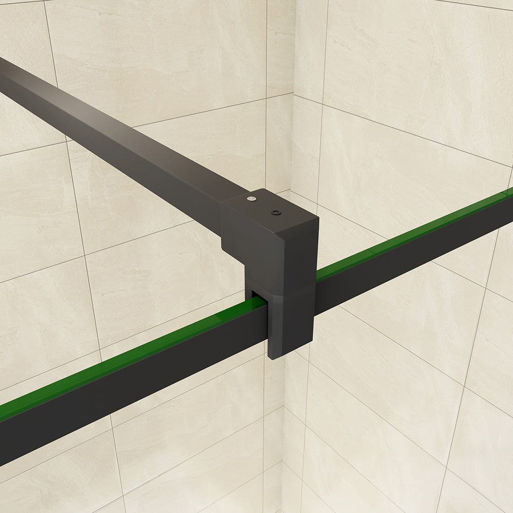 Walkin Mampara Panel de ducha borde 8mm Antical con Barra Negra mate 140cm F132-30