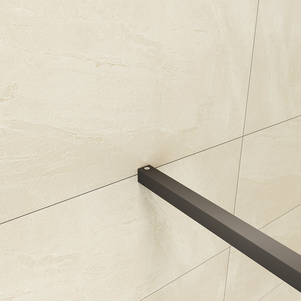 Walkin Mampara Panel de ducha borde 8mm Antical con Barra Negra mate 140cm F132-30