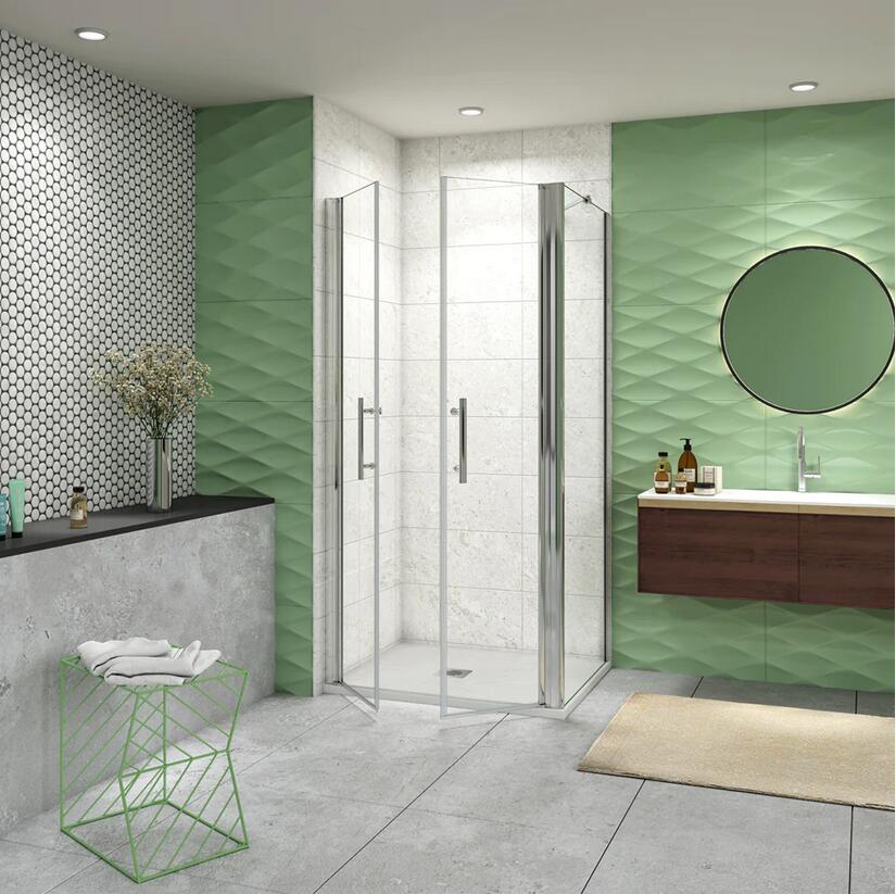 Puerta de mampara de ducha pivotante + panel lateral simple