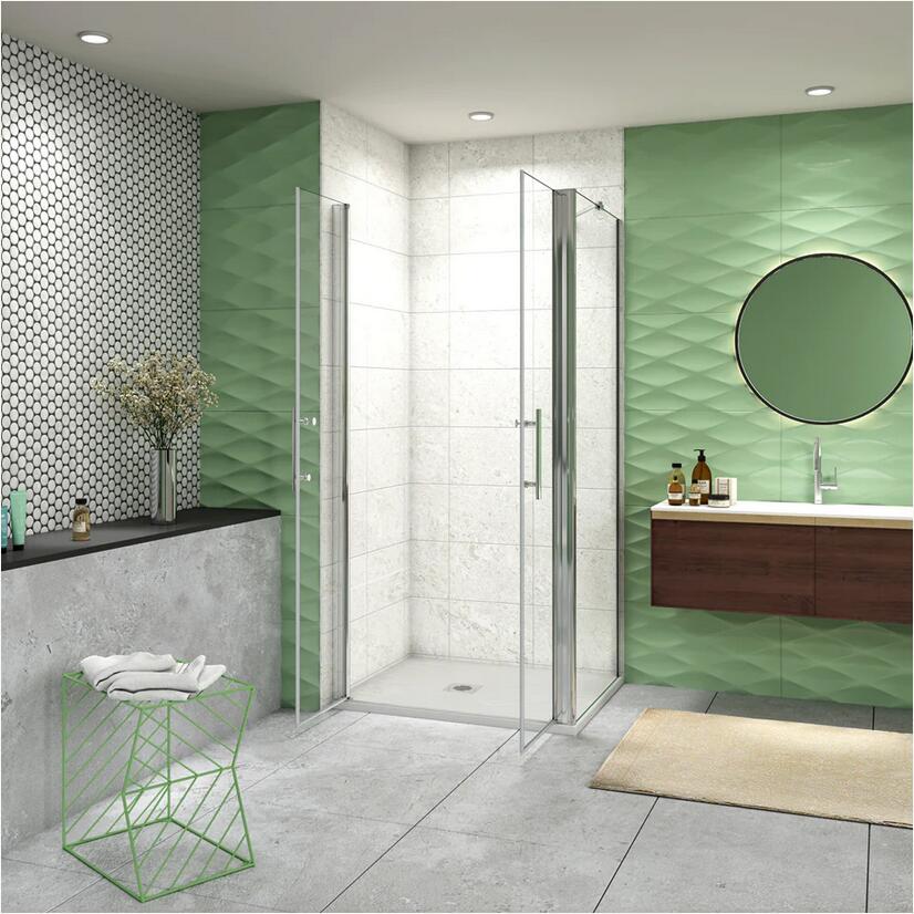 Puerta de mampara de ducha pivotante + panel lateral simple