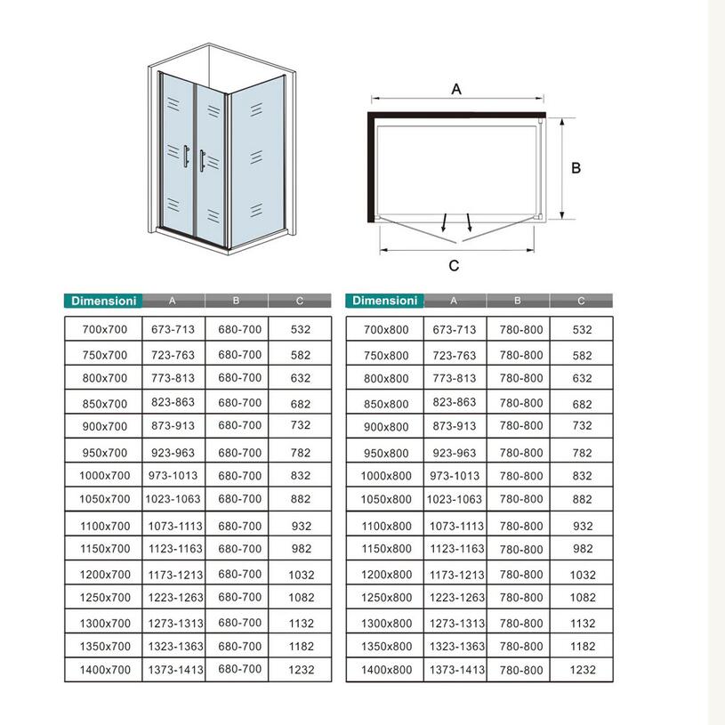 Puerta de mampara de ducha pivotante + panel lateral simple
