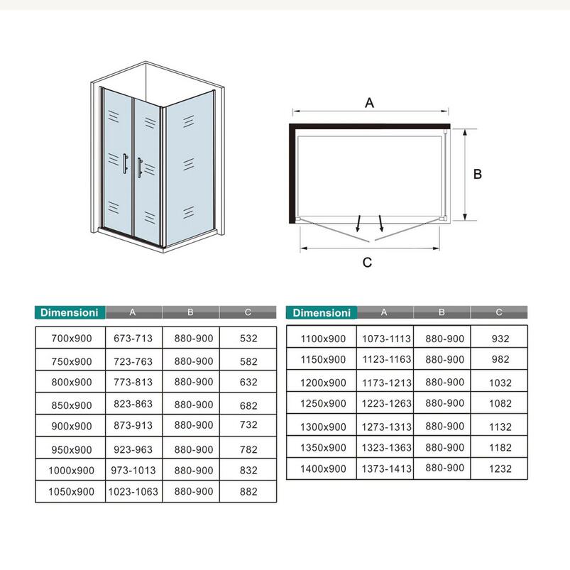 Puerta de mampara de ducha pivotante + panel lateral simple