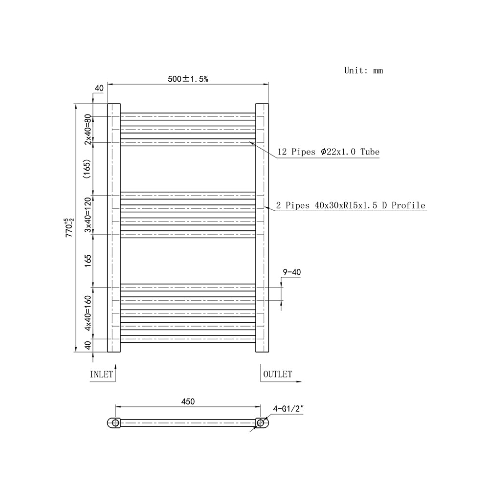 Cuarto de baño Calefacción central Toallero Escalera Radiador Calentador WT-77CM