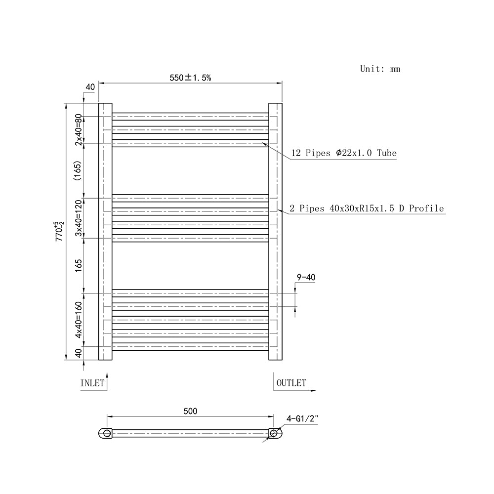 Cuarto de baño Calefacción central Toallero Escalera Radiador Calentador WT-77CM