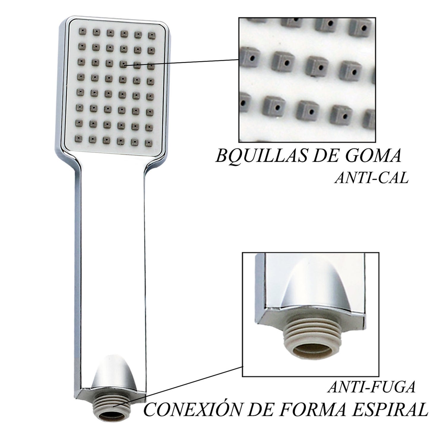 Aica Juego de Columna de ducha, termostato 38?, Regulable 80~116cm, Alcachofa cuadrada cromada en acero inoxidable, Plata Baño Lluvia, Grifo de ducha