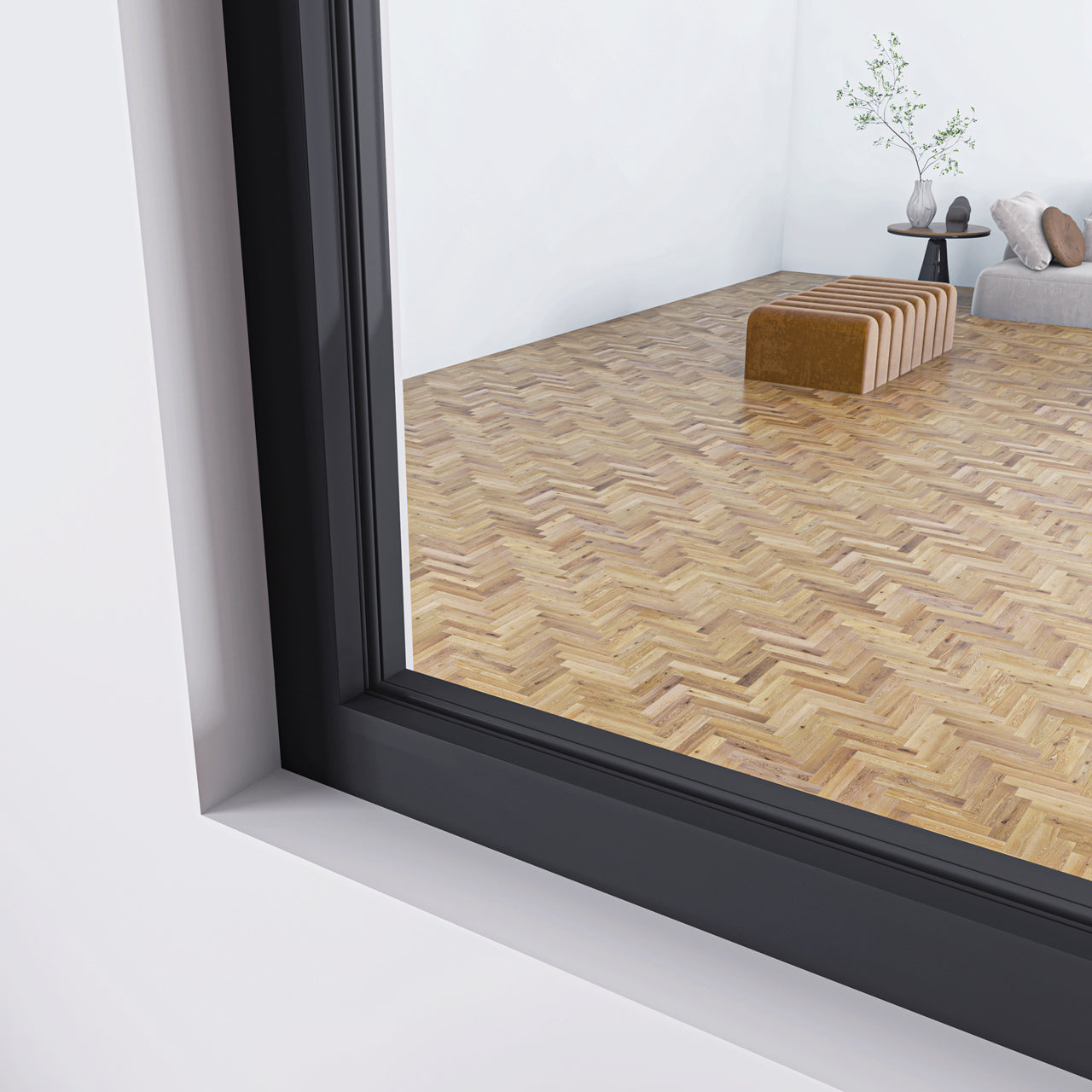 63x108cm AICA Separador de ambiente Cristal templado transparente 4mm 2 hojas enmarcadas con Perfil de aluminio negro mate