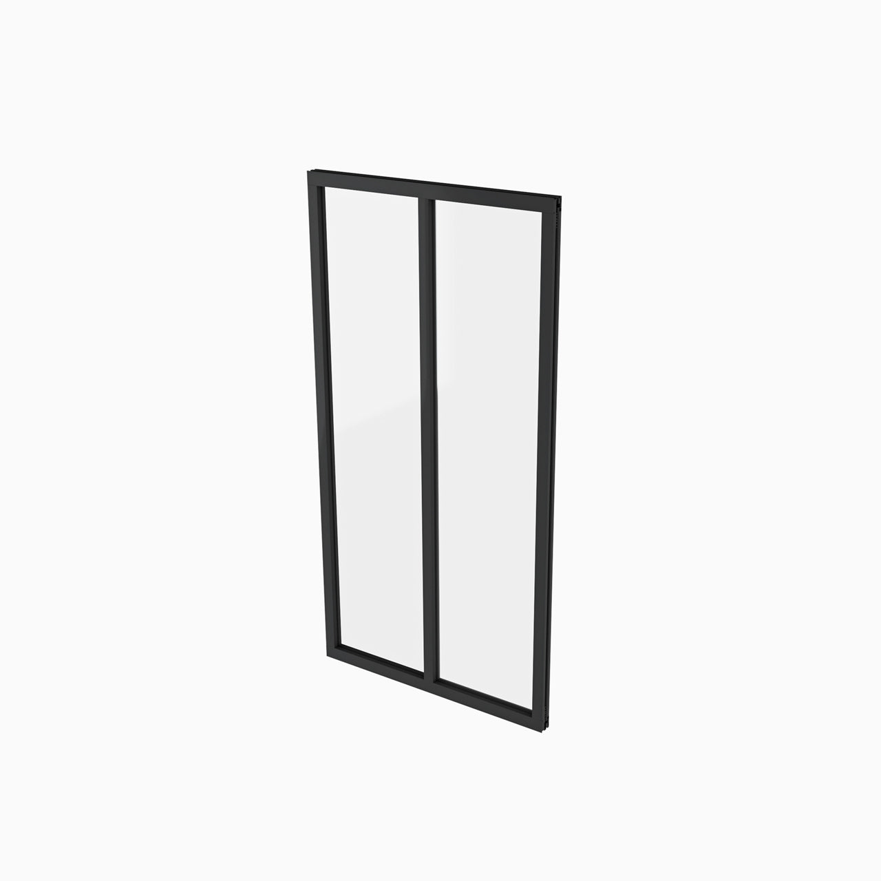 63x108cm AICA Separador de ambiente Cristal templado transparente 4mm 2 hojas enmarcadas con Perfil de aluminio negro mate