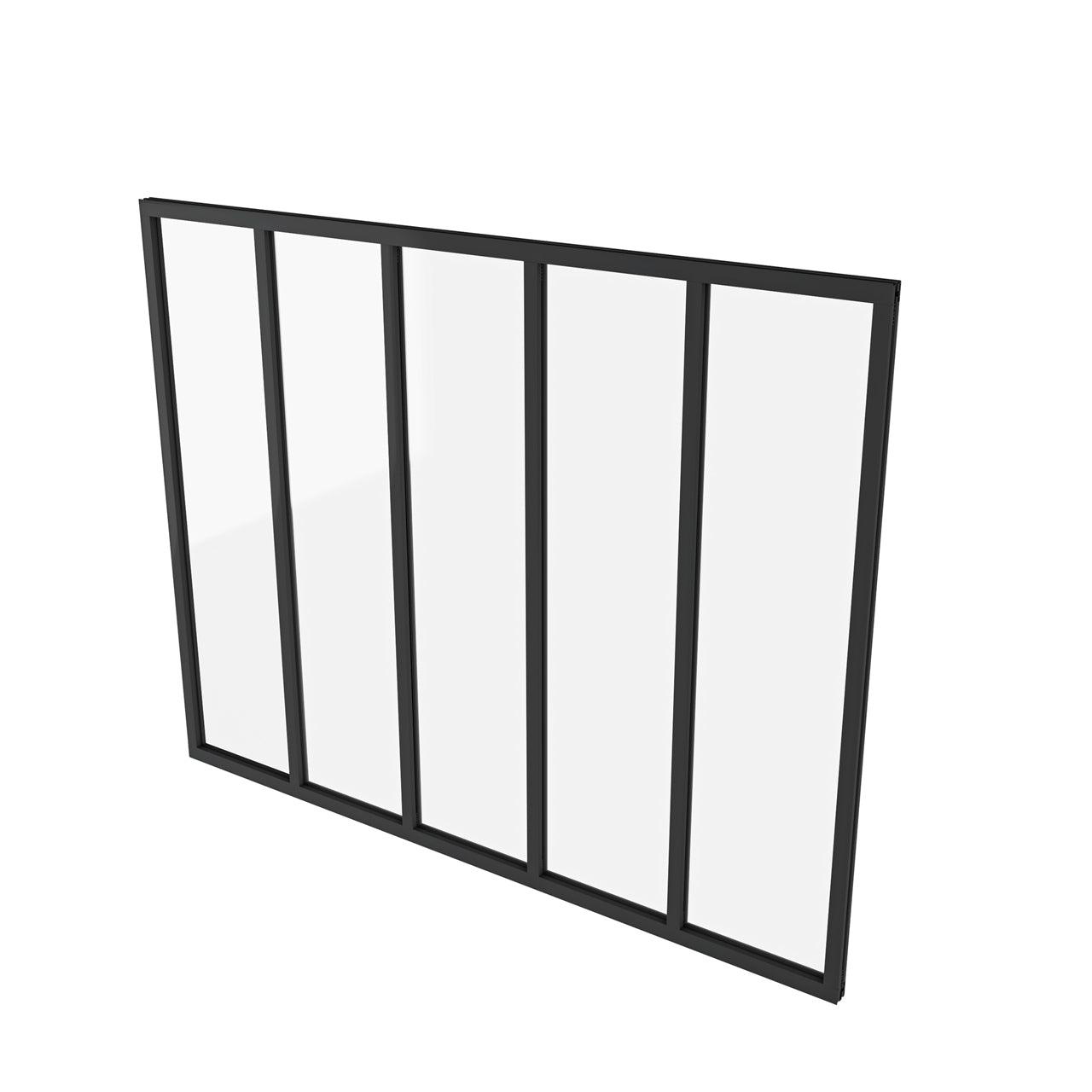 153x108cm AICA Separador de ambiente Cristal templado transparente 4mm 5 hojas enmarcadas con Perfil de aluminio negro mate