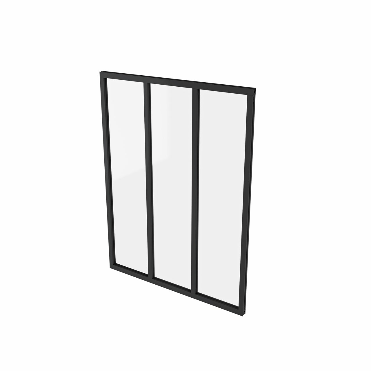 93x108cm AICA Separador de ambiente Cristal templado transparente 4mm 3 hojas enmarcadas con Perfil de aluminio negro mate