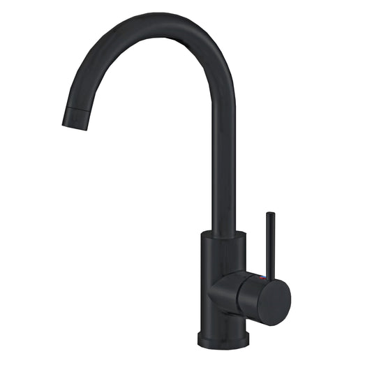 Aica Sanitarios Grifo de Cocina Monomando Negro Mate Grifería con Caño Giratorio 360°para Fregadero
