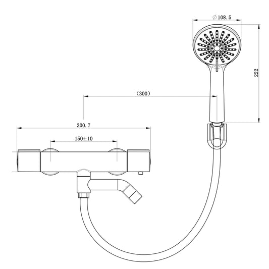 Aica Sanitarios Mezclador Termostático con Grifo, Manguera y Ducha de Mano 3 Tipos de Chorro, Cromado Plata, Grifo de Ducha para Bañera y Baño