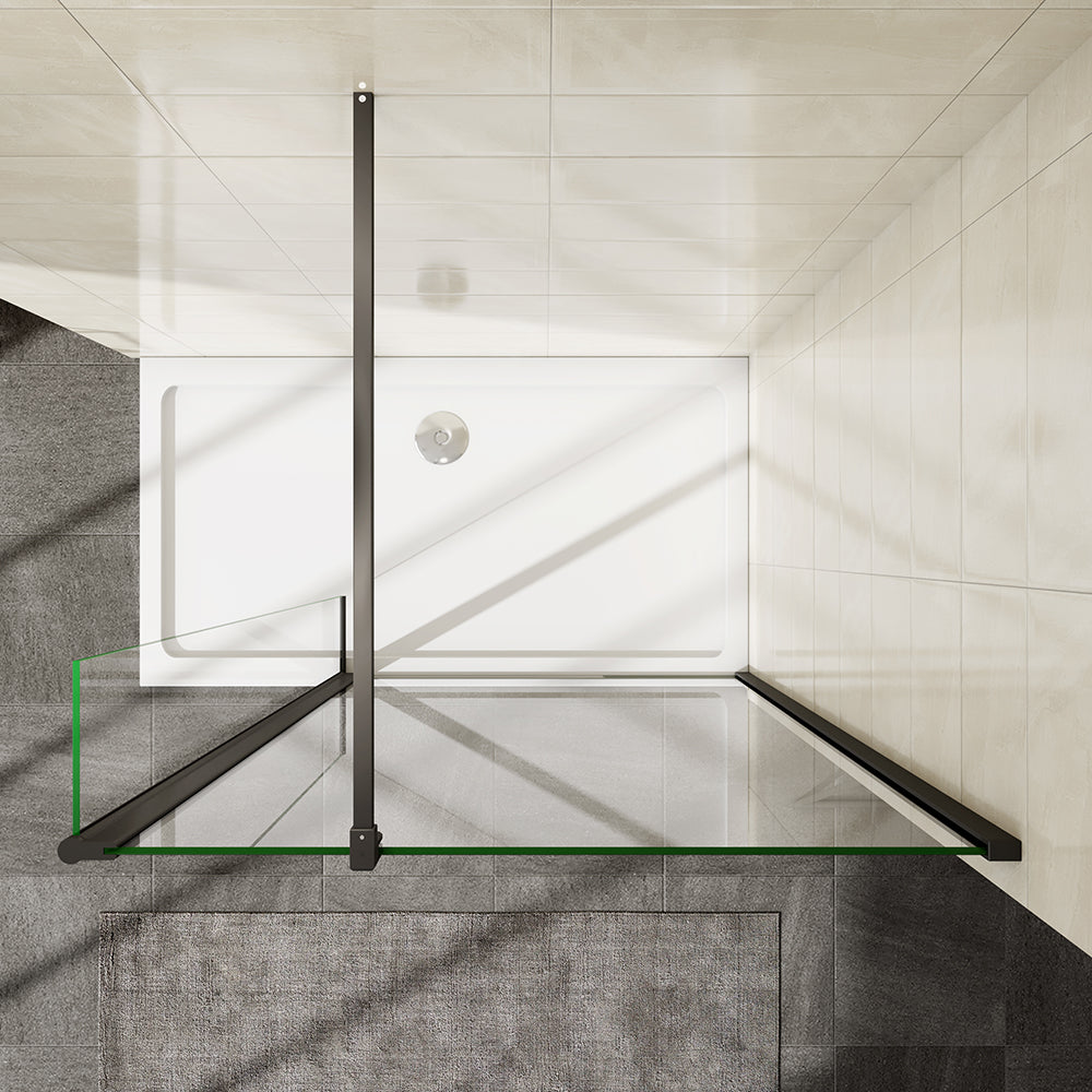 Walkin Mampara Panel de ducha borde 8mm Antical con Barra Negra mate 140cm F132-30
