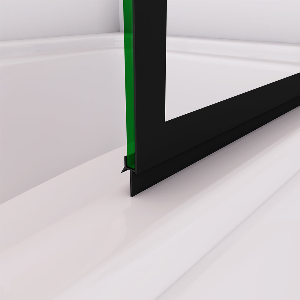 6mm Mampara de Bañera AICA Serigrafiada de celosía cuadrada con Perfil Negro Mate Abatible 1 Hoja Cristal Templado