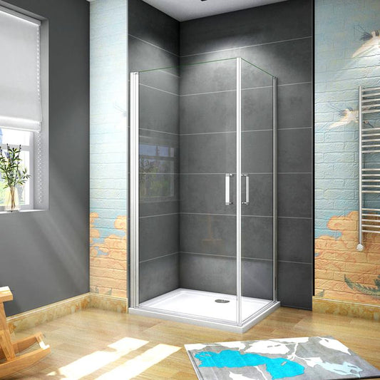 Mamparas de Ducha Doble Puerta Pivotante Gris mate 5mm Angular