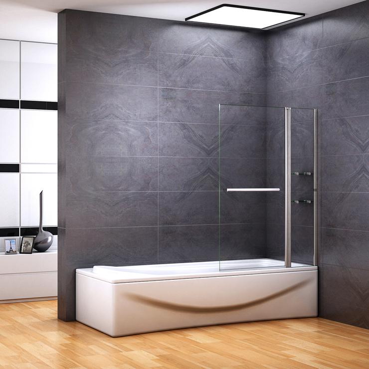 100x140cm Accesorio para bañera de, partición de ducha giratoria de pared de ducha de pared plegable de 2 partes 100x140cm