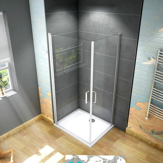 Mamparas de Ducha Doble Puerta Pivotante Gris mate 5mm Angular