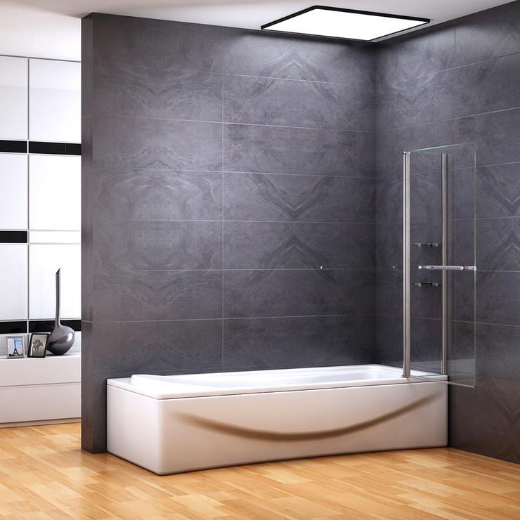 100x140cm Accesorio para bañera de, partición de ducha giratoria de pared de ducha de pared plegable de 2 partes