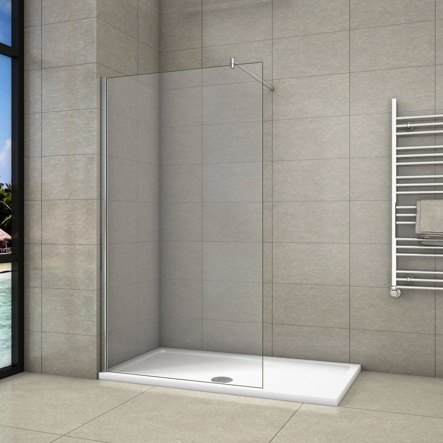 liquidacion 200cm Mamparas de Ducha Pantalla Panel Fijo Perfil Cromado Cristal Antical 10mm 70-120cm