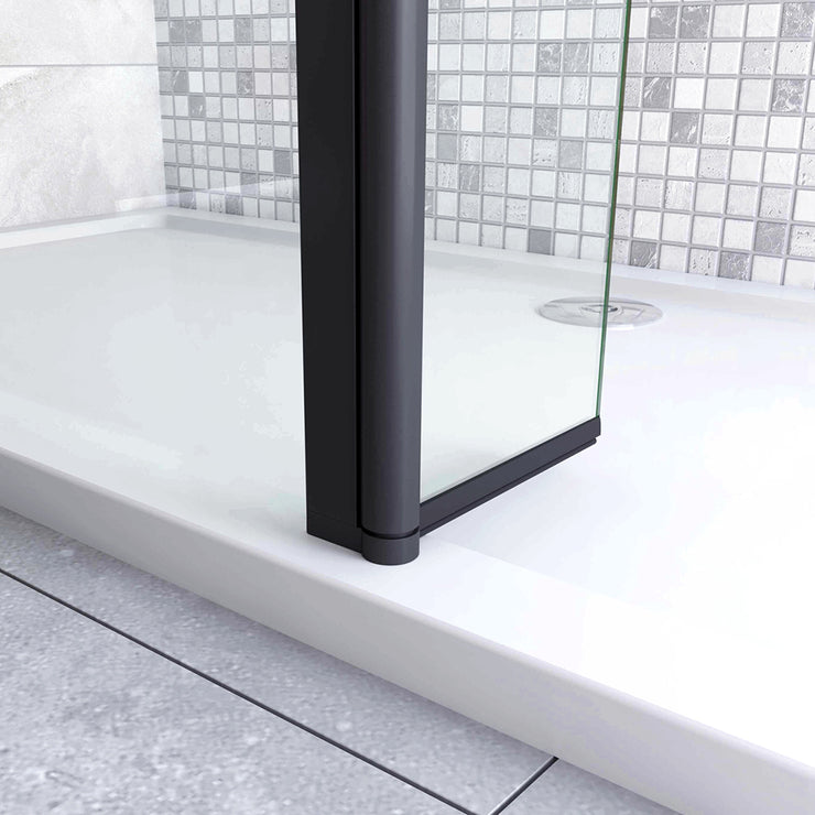Walkin Mampara Panel de ducha Lateral giratorio Vidrio 8mm Antical con Perfil Negro Mate