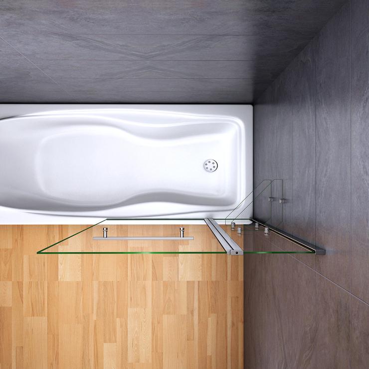 100x140cm Accesorio para bañera de, partición de ducha giratoria de pared de ducha de pared plegable de 2 partes