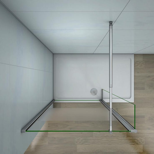 Mamparas de Ducha Panel Fijo con Lateral Abatible. Cristal Esmerilado Antical 8mm con Barra ajustable 70cm-120cm