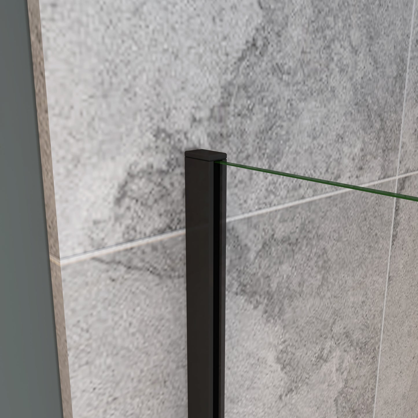 Mamparas de Ducha Pantalla Panel Fijo Perfil Negro Mate Cristal Antical 8mm Barra 70-120cm