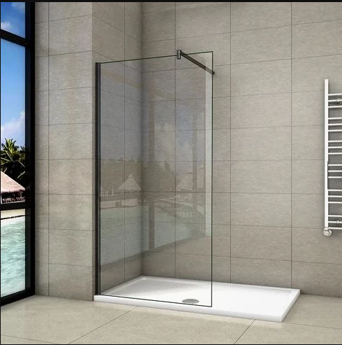 Mamparas de Ducha Pantalla Panel Fijo Perfil Negro Mate Cristal Antical 8mm 140cm