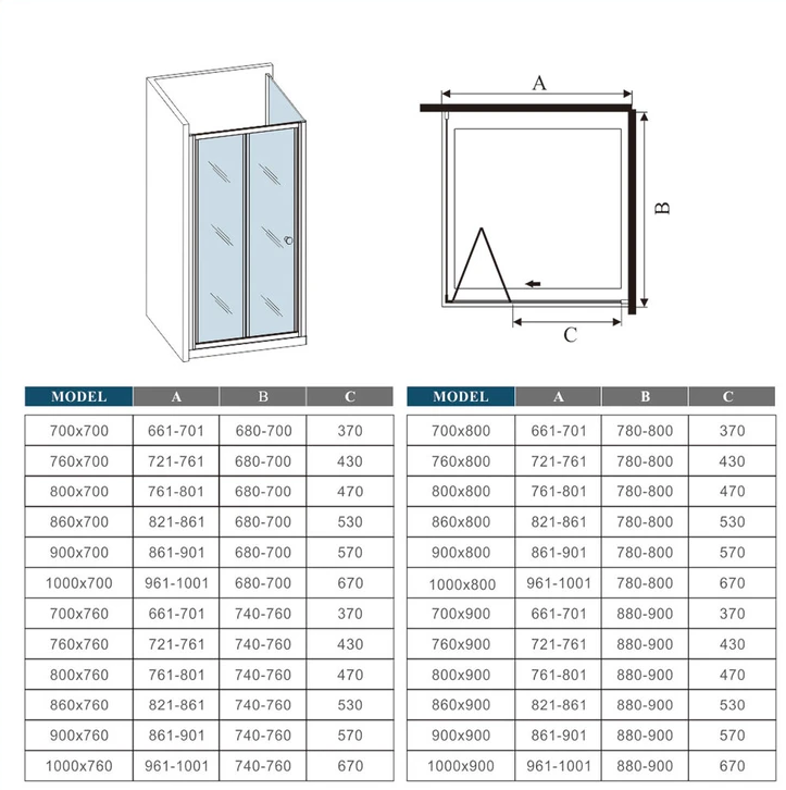 Mamparas de ducha Angular Plegable 6mm