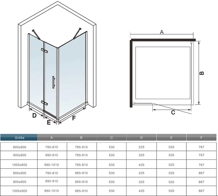 Mamparas Angular Plegable 6mm + Panel Fijo 5mm Antical
