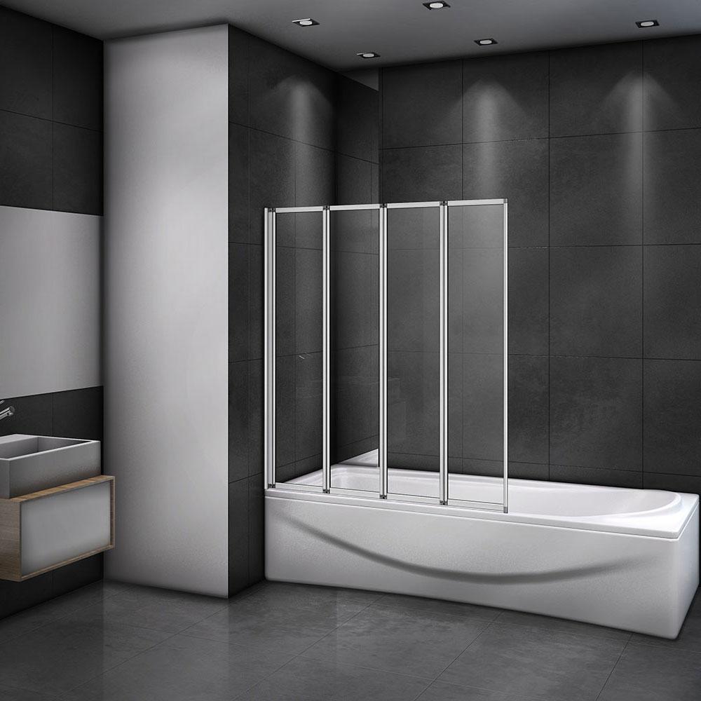 Mamparas de Bañera Biombo Plegable Cristal 4mm Gris Mate - 4 cristale plegable