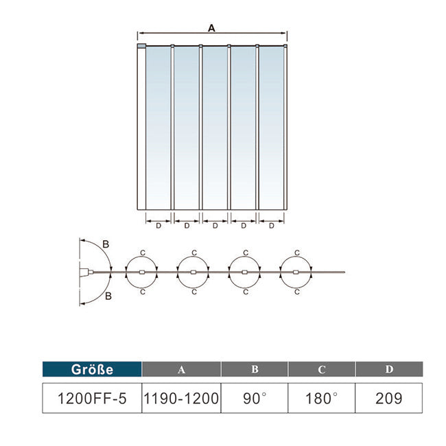 Mamparas Pantalla cristal de Bañera Tina Biombo vidrio templado 4mm 5 veces Plegable 120x140cm