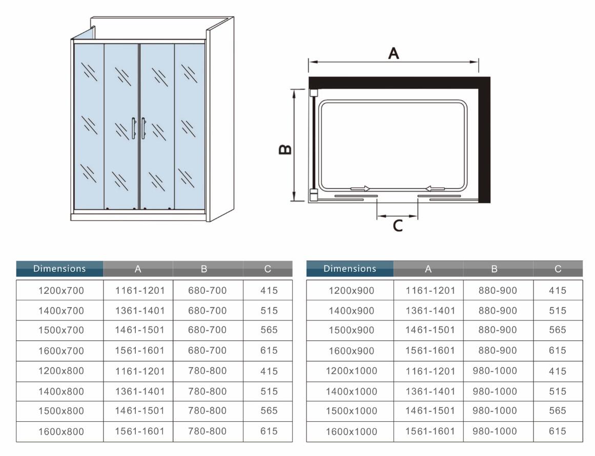 liquidacion Cabina de Ducha Mampara de Ducha Rectangular Puerta Corredera Cristal Templado 5 MM