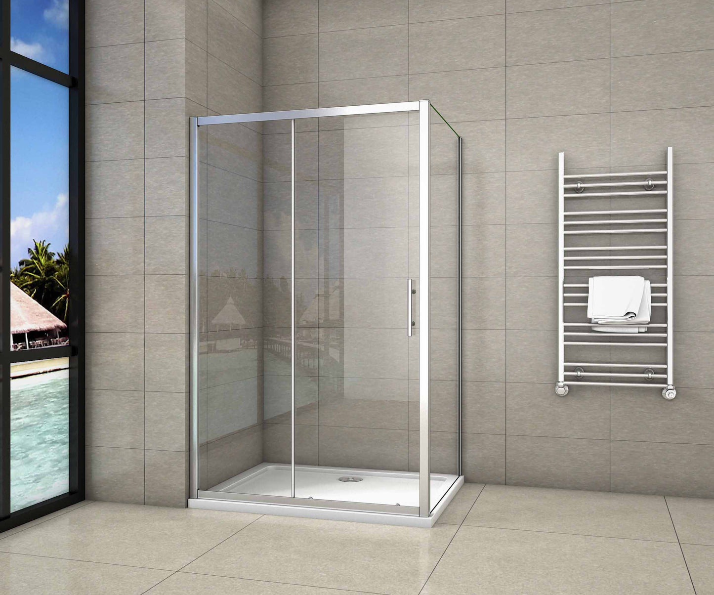 Cabina de Ducha Rectangular Puerta Corredera Cristal Templado 5 MM Altura 185CM 170x185cm