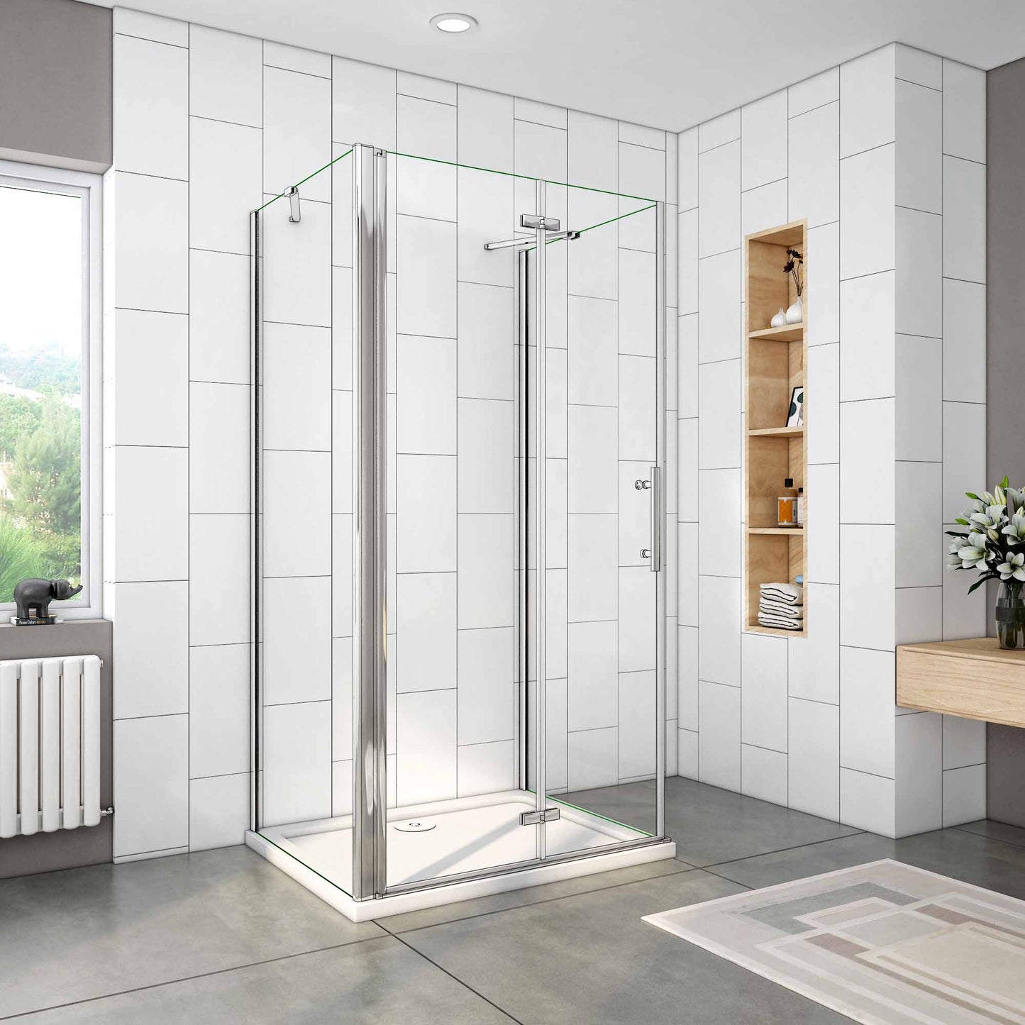 CABINA DE DUCHA PLEGABLE, EN FORMA U, 6MM EASYCLEAN CRISTAL TEMPLADO, TRATAMIENTO ANTICAL